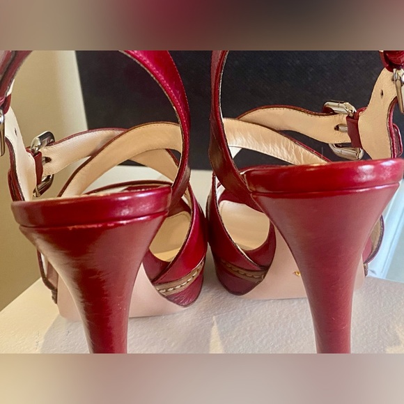 Prada Platform Red Sandals Slingback Heels - Picture 7 of 14